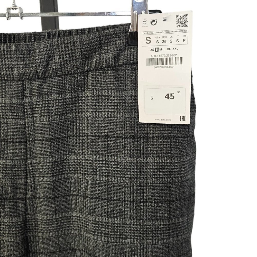 Zara Womens Check Plaid Soft  Straight Leg Pull On Pants Size Small NWT - Picture 8 of 8
